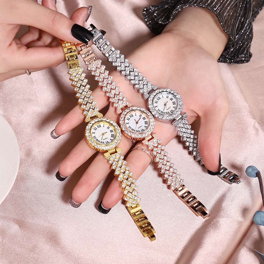 Luxury Crystal Quartz Watch & Bracelet